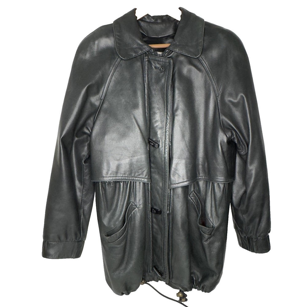 J. Percy for Marvin Richards Leather Jacket Womens Petite Medium Zip Front USA